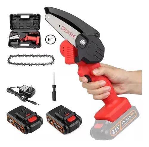 Motosierra Mini Sierra 2 Baterias + Cargador Rojo