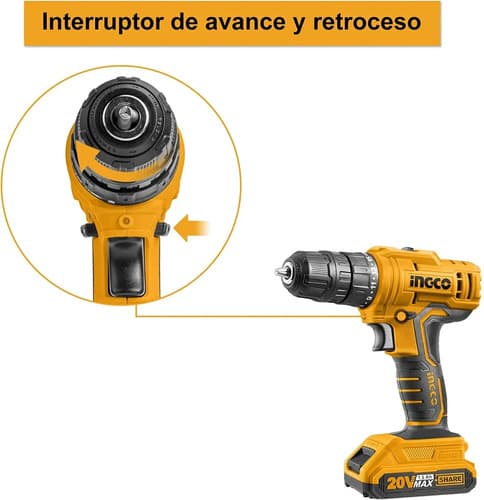 Atornillador Ingco 20v, Bateria 1.5ah, Cargador Amarillo