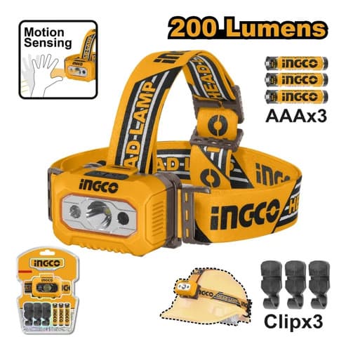Linterna Vincha Led Ingco 100/200 Lumens Alcance 91 Mts Blanco Amarillo