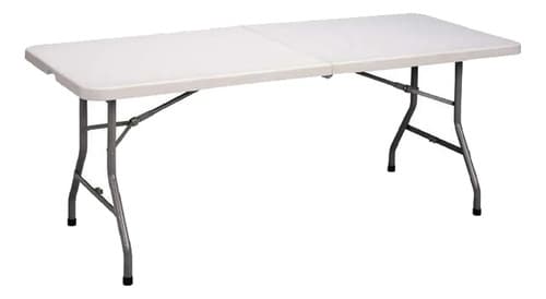 Mesa Plegable Tipo Valija 180 Cm Blanca Color Blanco