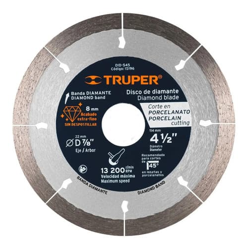 Disco Diamante 4.5'' Corte Porcelanato Azulejo Truper 15196