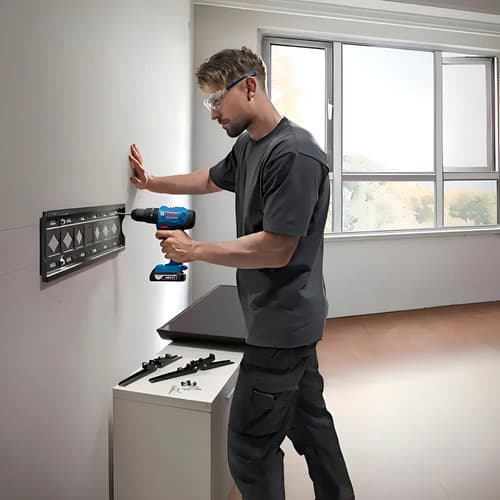 Taladro Atornillador Percutor 18v Bosch Inalámbrico 13mm Color Azul