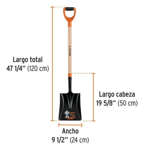 Pala Cuadrada T-2000 Puño Offset 'y' Mango 36' Truper