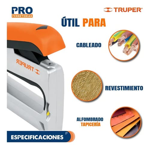 Engrapadora Tipo Pistola Truper Profesional Grampa Y Clavo