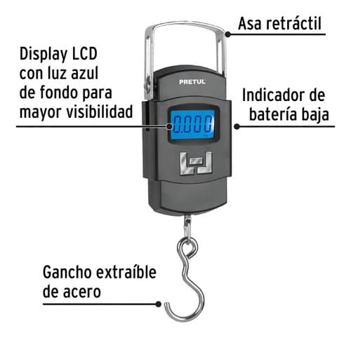 Báscula Electrónica Colgante 50 Kg De Pilas Pretul 28180 Color Gris Oscuro