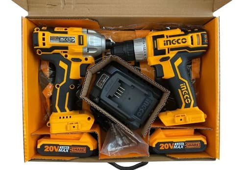 Kit Taladro Inalámbrico + Destornillador Impacto Ingco Amarillo 50/60hz