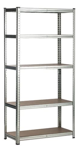 Rack Metálico 5 Estantes Ajustables 175kg Acero/mdf 180x90x40cm Plateado