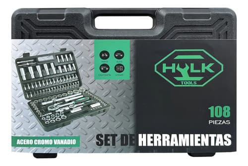 Kit De Herramientas Hulk De 108 Piezas Con Maletín Reforzado Cromo Vanadio