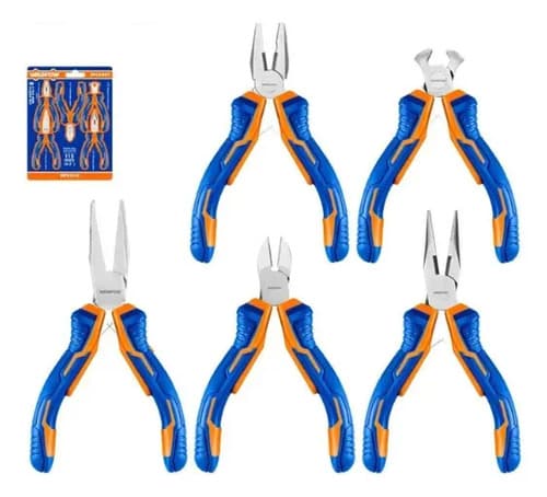 Set 5 Mini Pinzas Y Alicate 115 Mm Wadfow De Precision