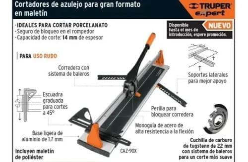 Cortadora De Porcelanato 1.20m Reforzada Truper + Bolso Pro