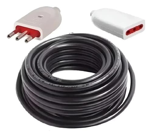Alargue 30 Metros Goma 3x2 Contacto Electricidad Negro