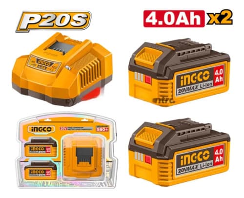Kit 2 Baterias Cargador 4ah 20v Herramientas Ingco