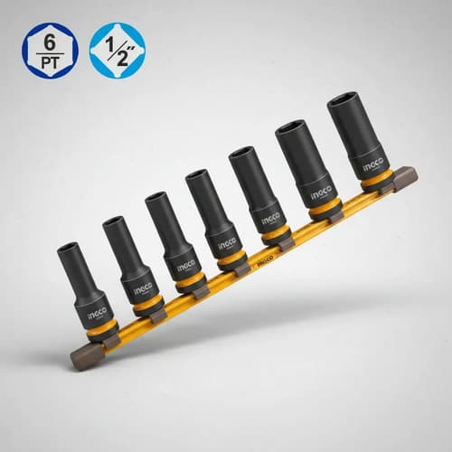 Set X7 Dados Impacto 1/2  Cr-mo Profundos Ingco Hkissd12072l Negro