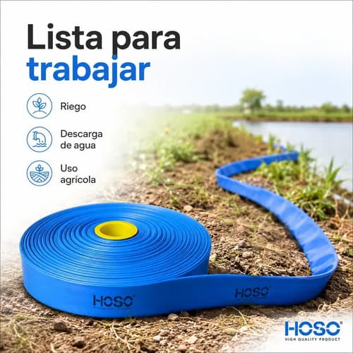 Manguera Pvc Plana 2 Pulgadas 6 Bar 50 Metros Motobomba Azul Azul