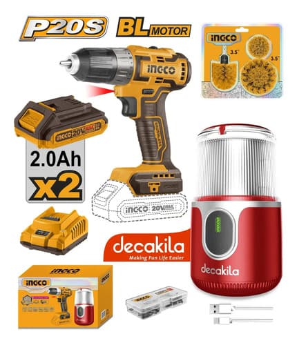 Atornillador 20v + Cepillos+ Molinillo Cafe Ingco Cosli23064