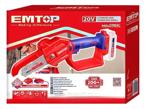 Mini Motosierra Inalámbrica 5  Emtop Rojo Sin Batería
