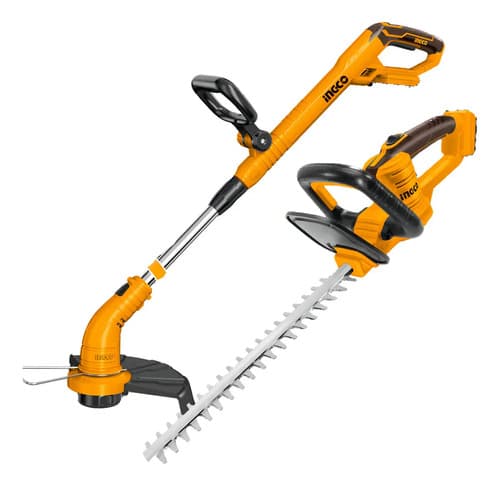 Combo De Bordeadora A Bateria 20v P20s + Cortacerco A Bateria 20v P20s En Caja C/2 Bat - Cosli240585 Ingco Amarillo