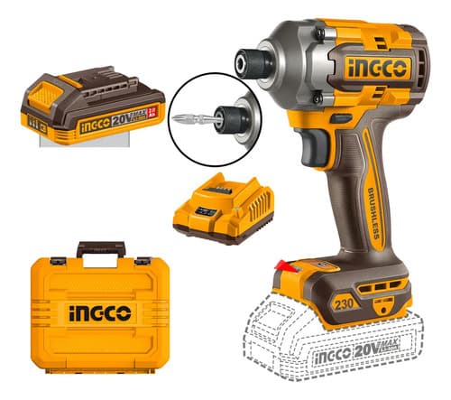 Atornillador De Impacto C/2baterias 20v Cargador 2 Puntas Y Naranja