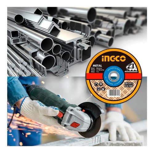 Lata X 25 Discos Corte Metal Esmeril Amoladora 115mm Ingco Color Naranja Claro