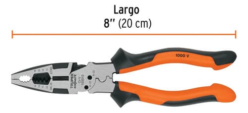 Pinza Multiuso 8 Electricista, Comfort Grip, Truper 103012