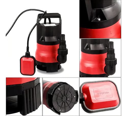 Bomba Sumergible Gaccoa 1hp 750w Drenaje Agua Sucia Caudal 12500l Rojo