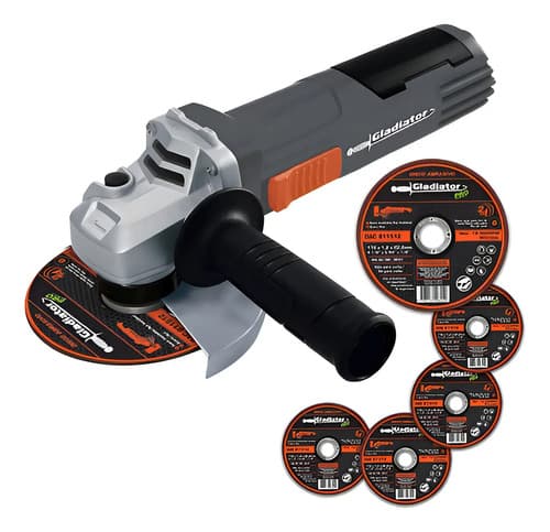 Amoladora Angular 115mm 800w Con 5 Discos Gladiator Color Gris
