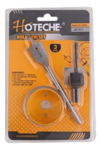 Kit Instalación Para Cerraduras De Puerta Hoteche Con Sierra Copa Y Mecha Paleta