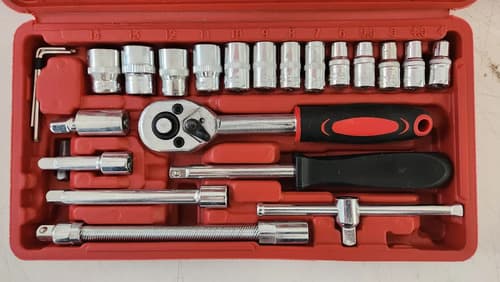 Set Juego Llaves Tubos Puntas A Criquet 46 Piezas 1/4 Color Rojo