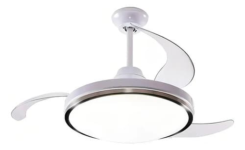 Ventilador De Techo Con Luz 42 Retractil Lampara Led Control 1.067 M 50 Blanco Transparente Plástico 3