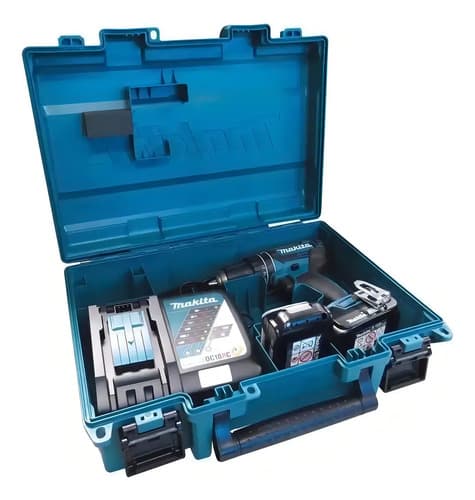 Taladro Percutor Atornillador Inalámbrico De 13mm Makita Dhp482rae + Accesorio Turquesa