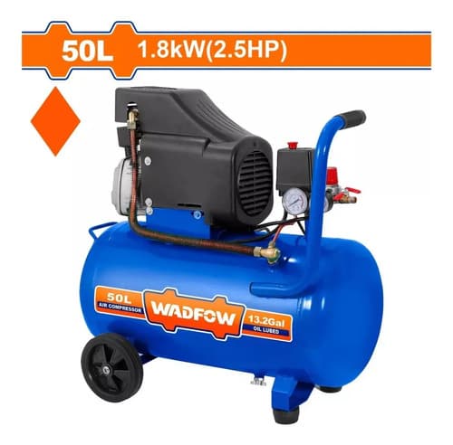 Compresor 50 Litros 2.5hp Wadfow Doble Salida Aire Y Regulad Azul 50hz Monofásica