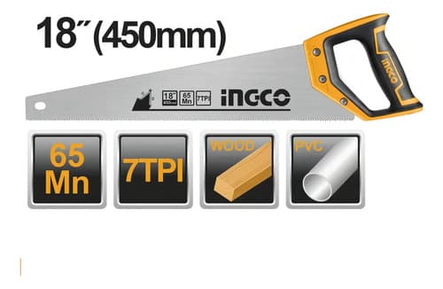 Serrucho Para Carpintero Ingco De 45 Cm Con Mango Plástico