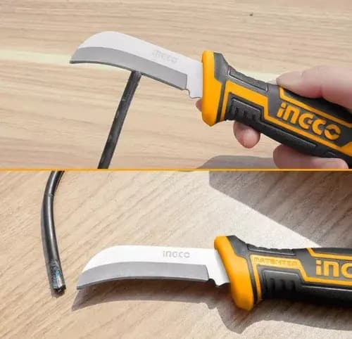Cuchillo Pela Cable Curvo 200mm Electricista Ingco Hpk82001