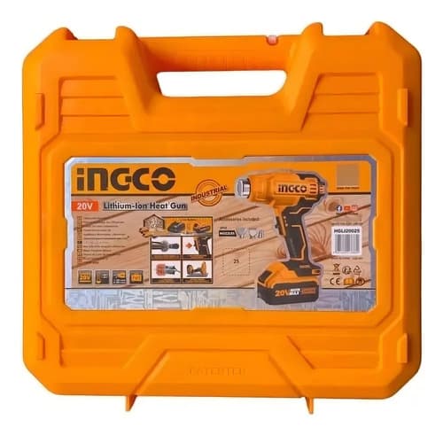Pistola De Calor Inalambrica Bat + Cargador Ingco Hgli20025 Color Naranja