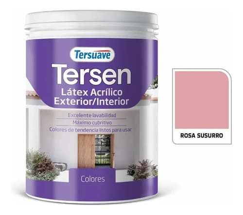 Pintura Latex Interior Ext. Tersuave Tersen Mate 1lt Colores Rosa Susurro Mate