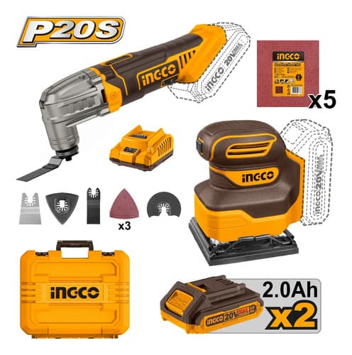 Lijadora Orbital 20v P20s + Herramienta Multifuncion Amarillo 50hz 60hz