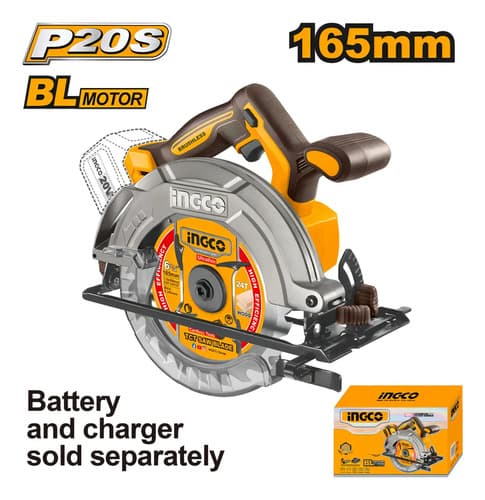 Sierra Circular Bateria P20s 165mm Ingco Csli1652 Color Amarillo Frecuencia 50-60