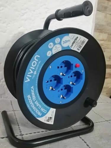 Alargue Carrete Enrollador 4 Tomas 30 Metros Negro