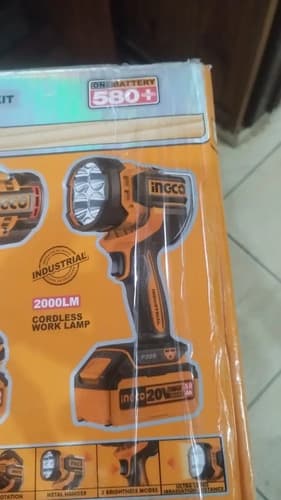 Pack Ingco 4 En 1: Llave De Impacto De 20v, Linterna Y Pistola De Calor Naranja Claro