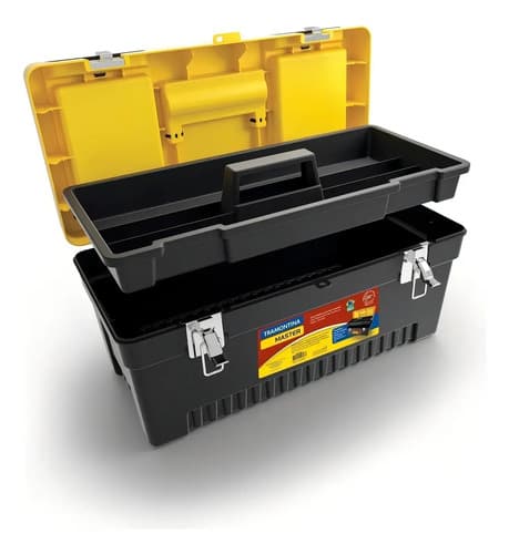 Caja De Herramientas Tramontina 43803020 De Plástico 24cm X 50.8cm X 24cm Negra Y Amarilla Negro/amarillo