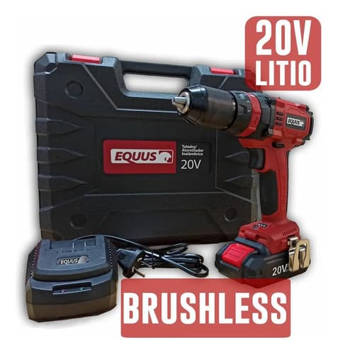 Taladro Atornillador Inalámbrico 20v Equus Con Percutor Rojo