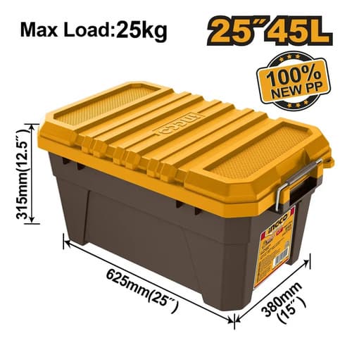 Caja De Herramientas Reforzada De 45 Ml De Ingco Pbx2502 Naranja
