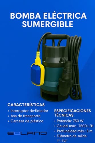 Bomba Sumergible Qatar Shop 750w Agua Sucia Drenaje Pozo Profundo