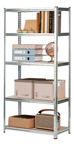 Rack Metálico 5 Estantes Ajustables 175kg Acero/mdf 180x90x40cm Plateado