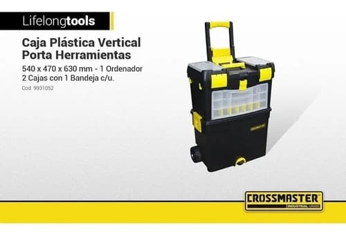 Caja De Herramientas Crossmaster 9931052 De Plástico Con Ruedas 47cm X 54cm X 63cm Negra Y Amarilla Negro/amarillo
