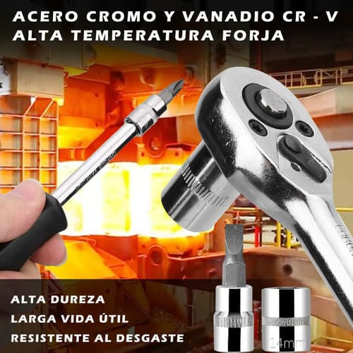 Caja Herramientas Set Kit Juego Dados Chicharra Llaves Corona 53 Piezas Tecnopro