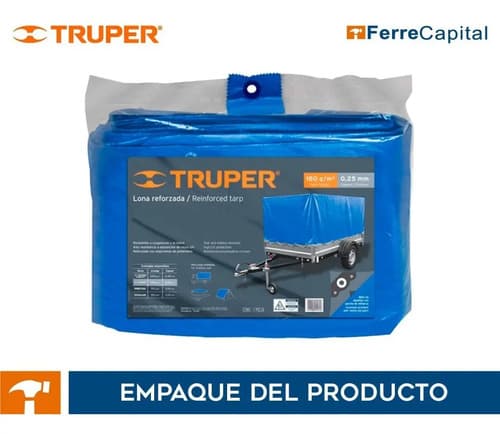 Lona Multiuso Truper Lt-45z Impermeable De 3m X 4m Color Azul