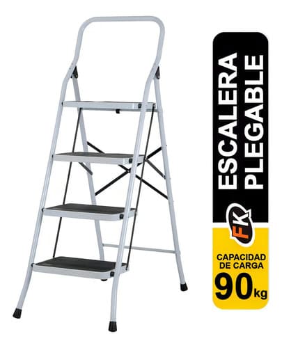 Escalera Truper Tubular Plegable 150 Kilos 4 Peldaños 24122 Color Blanco
