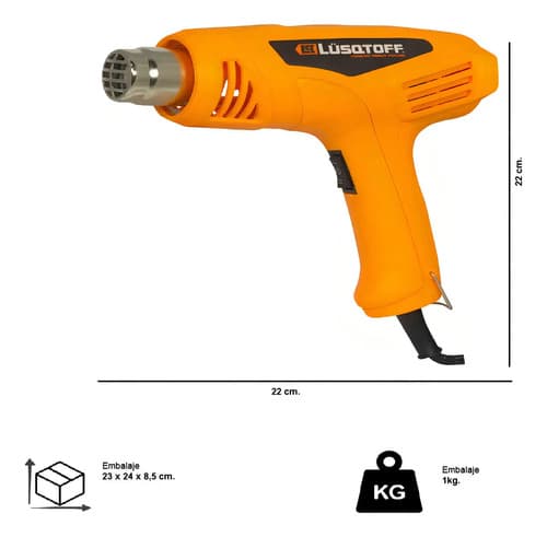 Pistola De Calor 1600w Lusqtoff Pcl1600-7 + Accesorios Color Naranja