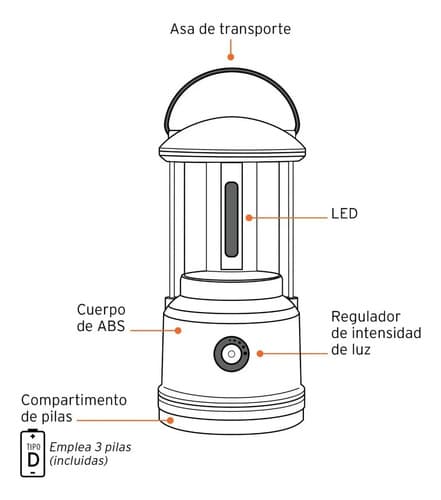 Linterna Farol Led Para Campamento Camping Truper 10760 Color Negro